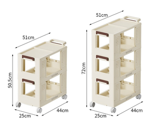 עגלת ארגונית למטבח מסוג עומד, מתקפלת, PP, חמש קומות, בצבע קרם לבן אפור, קופסאות אחסון, מגירות, מתלה מתקפל, 51x25x120 ס\"מ - Product Image 6