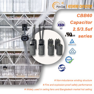 Bangladesh Quạt trần AC động cơ bắt đầu Tụ nhôm trường hợp pins loại 2.5/3.5UF cbb60 tụ điện - Product Image 4