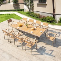 Ensemble de meubles de patio personnalisable OEM/ODM, 11 pièces, table et chaises extensibles en aluminium pour projets commerciaux