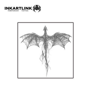 INKARTLINK Pegatina de tatuaje de dragón oscuro, diseño mítico de dragón volador, semipermanente de 15 días, arte corporal para brazo y espalda, venta al por mayor - Product Image 4
