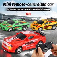 Coche RC Miniatura 1/58, Juguete de Bolsillo Portátil en Lata, Coche de Carreras con Control Remoto Inalámbrico, Mini Coche RC de Derrape