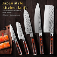 Couteau Santoku Konoll en acier Damas à 67 couches, 5 pouces, style japonais, avec manche en bois Pakka, en stock