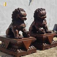 Escultura de León Chino de Bronce de Alta Calidad RELONG, Estatua de Perro Foo de Metal en Venta
