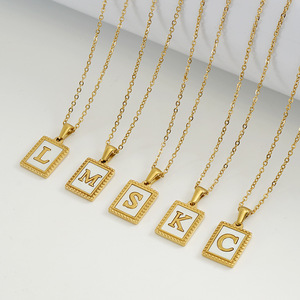ZOGXIN 18K Gold Plated Letter Pendant Necklace Square Initial Charm For Women Fashion Jewelry - Product Image 2