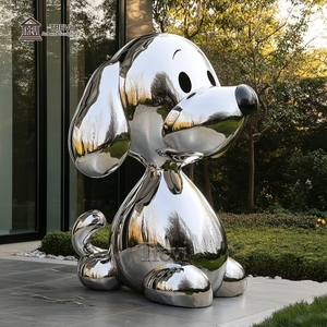 モダンな家の屋外の装飾高品質の304ステンレス鋼バルーン犬の彫像 - Product Image 4