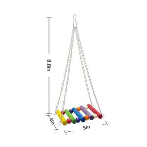 5 uds. Columpio de escalada para pájaros domésticos con campanas colgantes coloridas y <span class=keywords><strong>hamaca</strong></span> de madera para loros accesorios decorativos de percha <span class=keywords><strong>colgante</strong></span> - Product Image 2