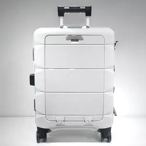 Multifunction Suitcase PP Rolling Hard Shell Spinner Luggage Set With Front Opening Laptop Mobile Cup Holder