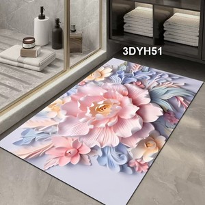 Tappetino da <span class=keywords><strong>Bagno</strong></span> Floreale Stampato in 3D, <span class=keywords><strong>Lavabile</strong></span>, Super Assorbente, in Diatomite con Retro in Gomma Antiscivolo, Asciugatura Rapida - Product Image 5