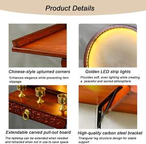 Tütsü teklifleri için LED ışık küçük budist kabine meditasyon ile duvara monte buda sunak raf Shrine - Product Image 5