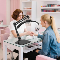 Lampada da Tavolo a Mezzaluna con Braccio Regolabile, Luce LED 24W con Base e Morsetto per Manicure, Extension Ciglia, Tatuaggi, Lavori di Bellezza