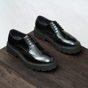 Chaussures <span class=keywords><strong>Derby</strong></span> décontractées pour hommes, à lacets, printemps, style britannique, polies à la main, respirantes, plateforme colorée, cuir véritable brillant - Product Image 3