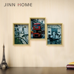 Tự Nhiên Gỗ Sồi Phong Cách Cắt Dán Hình Ảnh Khung Với Kính Hiển Thị <span class=keywords><strong>3</strong></span> Mở Gia Đình Đa Hình Ảnh Khung Cho Tường Treo - Product Image 6