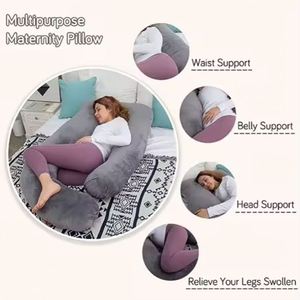 Almohada de Maternidad en Forma de G con Soporte Adaptativo de Espuma Viscoelástica Triturada para Comodidad en el Embarazo y Alivio de Presión en Todo el Cuerpo - Product Image 6