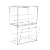 2 packs de vitrines en acrylique 4mm 3 couches réglables Boîte de présentation magnétique pliable polie transparente empilable pour objets de collection
