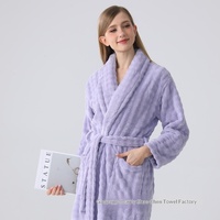 Sweethoney Peignoir d'hiver sans manches en velours jacquard à col rabattu, absorbant l'eau et à séchage rapide