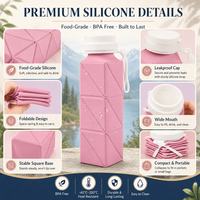 Bouteille d'eau pliable en silicone de qualité alimentaire écologique 620 ml sans BPA, anti-fuite, portable, pour le voyage, la salle de sport, le camping en plein air