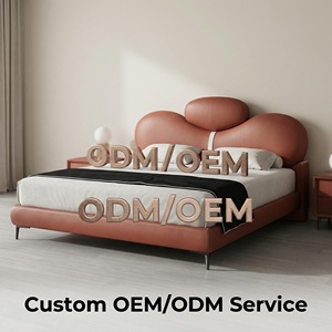 Оптовая продажа напрямую с фабрики: Современная мягкая кровать с обивкой из натуральной кожи, на заказ (цвет и размер), из массива дуба, усиленная, с защитой от раскачивания - Product Image 2