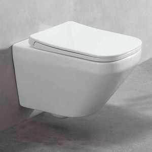Nuevo Inodoro Cuadrado <span class=keywords><strong>de</strong></span> Pared con Tanque Oculto, Cerámico, Montado en la Pared, Descarga por Gravedad, <span class=keywords><strong>Tapa</strong></span> <span class=keywords><strong>de</strong></span> Urea-Formaldehído 195, Sin <span class=keywords><strong>Tapa</strong></span> - Product Image 2