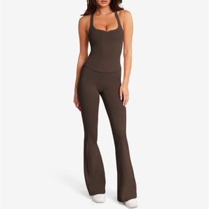 Gran oferta <span class=keywords><strong>Tik</strong></span> <span class=keywords><strong>Tok</strong></span> 2 piezas conjunto de Yoga para mujer sensación desnuda lujo Nylon Spandex transpirable ropa deportiva Pilates Ballet gimnasio Fitness conjuntos - Product Image 5