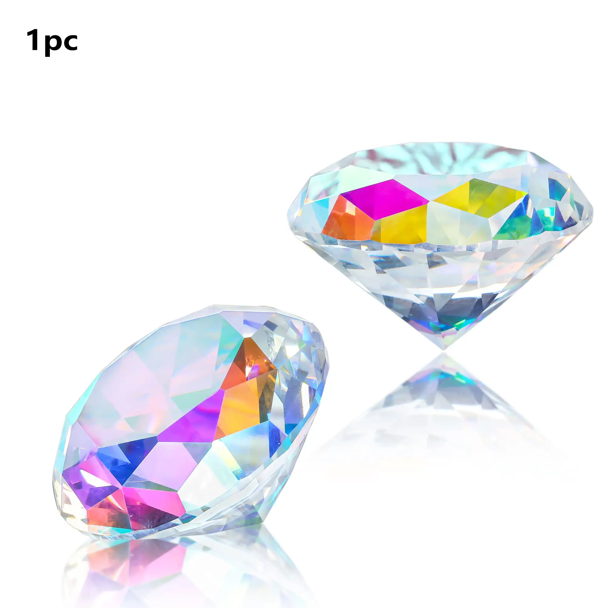 Großhandel mehrfarbige runde geformte durchsichtige Kristallglas-Diamant-Pausgewichte für Heimdekoration