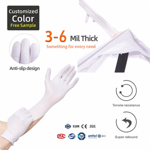 ถุงมือยาง ambidextrous ที่ผ่านการรับรอง <span class=keywords><strong>EN455</strong></span> ถุงมือยางแบบไม่มีแป้งและถุงมือตรวจสอบเนื้อแบบผง - Product Image 1