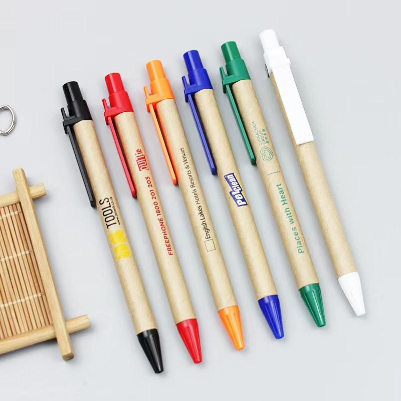 Superb Quality Eco-Friendly Ballpoint Pen Handmade From Kraft Paper and  Metal Logo mm Writing Width Biodegradable