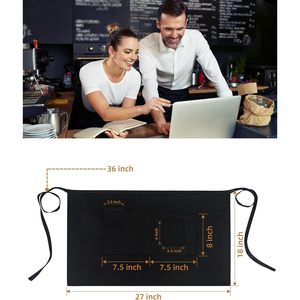 Delantal de Cintura Unisex FOXA para Bistro, 27X18, de Algodón, para Camareros, Uso en Restaurantes y Bares - Product Image 6