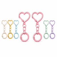 Porte-clés Cœur Couleur Bonbon avec Fermoir à Pression et Chaîne, Anneau en O à Ressort pour Accessoires, Bricolage, Artisanat, Support de Clés, Breloque de Sac