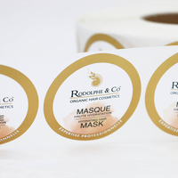 Conception de logo personnalisé pleine couleur impression bas quantité minimale de commande feuille d'or estampage mat laminage fini cercle rouleau étiquette plastique