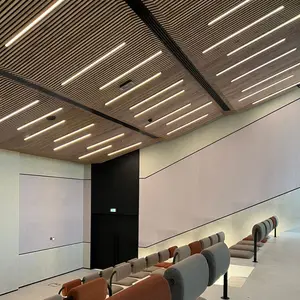 Acousound cine Oficina estación de trabajo pared techo <span class=keywords><strong>deco</strong></span> nogal roble madera 3 lados chapa insonorizada listón paneles acústicos de madera - Product Image 6