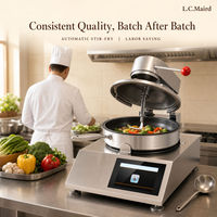 Machine de cuisson automatique commerciale pour sautés, avec couvercle rabattable, pour wok, robot culinaire pour cuisine de restaurant