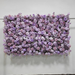 Toile de fond murale de fleurs artificielles en tissu de soie violet personnalisé pour mariage nouvel an chinois et décorations de Noël - Product Image 1