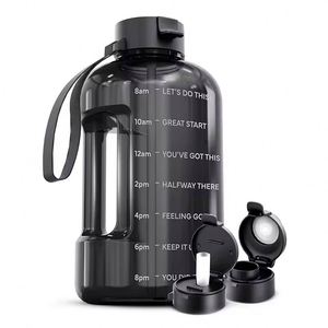 Botella de Agua Deportiva de Plástico de Gran Capacidad a Prueba de Fugas con Marcador de Tiempo para Entusiastas del Fitness - Product Image 1