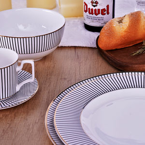 畅销经典晚餐套装复古骨瓷牛排拼盘黑金雷餐具婚礼派对活动餐盘 - Product Image 6