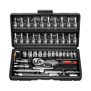Ensemble professionnel de 46 outils de réparation de moto, comprenant un jeu de clés à douille de type A, un tournevis et un clé à cliquet - Product Image 1