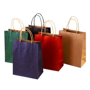 ถุงกระดาษคราฟท์สำหรับใส่อาหารแบบนำกลับบ้าน สำหรับเทศกาล สีสันสดใส สีชมพู สีน้ำตาล มีหูหิ้ว - Product Image 3
