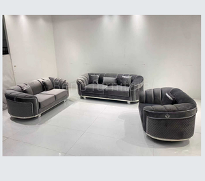 Wholesale Big Size <b>Sofa</b> Set Velvet High-Density Foam <b>Cream</b> Style Couch with Wooden Frame and Gold Decorations - Product Image 2