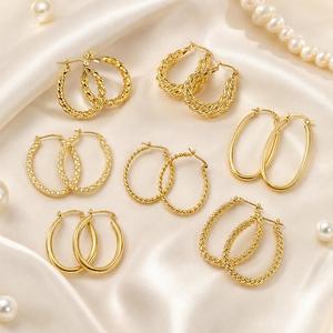 Jewelry Fashion Elegant Simple 14k Gold <b>Earring</b> Womens Luxury Crystal CZ Hoop <b>Earring</b> - Product Image 5