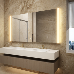 กระจก LED สีทองสำหรับห้องน้ำพร้อมไฟตัดหมอกและไฟหรี่แสงได้ - Product Image 3