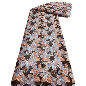 NI.AI tali bunga warna-warni mewah renda kain larut air renda bordir kain katun renda berlian imitasi - Product Image 2