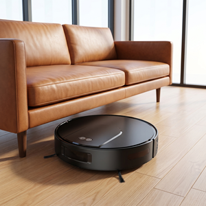 Aspirateur robot intelligent noir élégant avec fonctions 3-en-1 : balayage, lavage et aspiration, contrôle par application, recharge automatique pour sols durs et poils d'animaux - Product Image 3