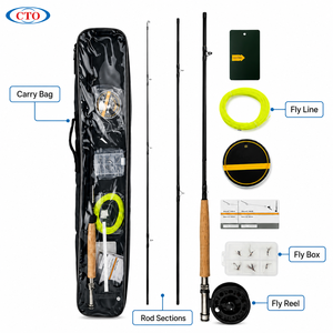 <span class=keywords><strong>Canne</strong></span> à pêche en verre durable CTO OEM 2,4 m Combo XT5415 avec moulinet, poignée EVA et pack d'accessoires de pêche à la <span class=keywords><strong>mouche</strong></span> <span class=keywords><strong>pour</strong></span> débutant - Product Image 2