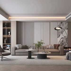 Armoires de rangement en bois modernes personnalisées, meubles de salon avec murs de fond, fabriqués en Chine - Product Image 6