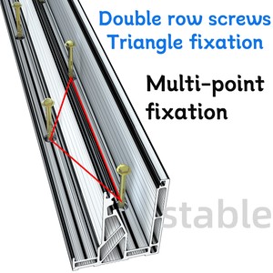 Rail en verre aluminium à profil en U, <span class=keywords><strong>fixation</strong></span> triangulaire à double rangée <span class=keywords><strong>de</strong></span> vis - Product Image 6