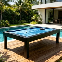 Table de billard extérieure en alliage d'aluminium de 8 pieds, tissu de billard imperméable et ardoise pour jardin extérieur