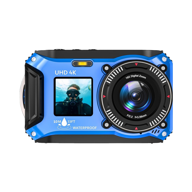 SiSuSy 4K 56MP Underwater Snorkeling Digital Camera Dual-Screen 1500mAh Lithium Battery 7x Optical Zoom Optical Image