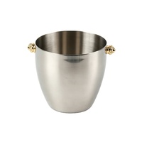 Seau à glace de luxe en acier inoxydable avec poignée décorative dorée pour bars, fêtes et tables à manger à domicile