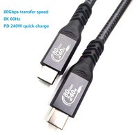 USB4 V2.0 80 Gbps 8K 60Hz Compatible Thunderbolt 5 PD 240W Gen4 5A Carga rápida Cobre puro Trenza Nylon USB Tipo-C Cámara de datos