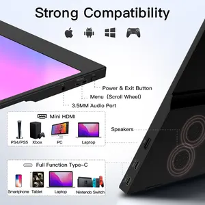 WUAWE 15.6 Inch Portable Monitor For Laptop 16:9 1080P USB C HDMI Travel External Second Screen For Mac Phone PS5 Xbox Switch