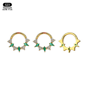 Anneau de nez en titane G23 avec pierres en zircon pour bijoux de piercing corporel - Product Image 5
